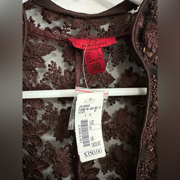 ✨NWT✨ JS Collections: Women’s Chocolate Floral Blazer- Size 6 - Picture 8 of 14